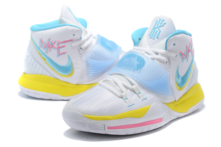 Nike Kyrie Irving 6 White Yellow Blue Pink For Women - Click Image to Close